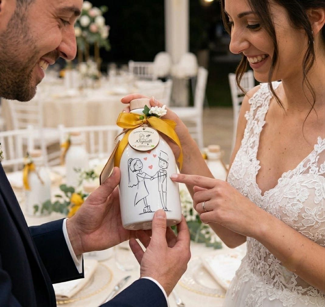 Sposi con bomboniera in ceramica Nigrelli